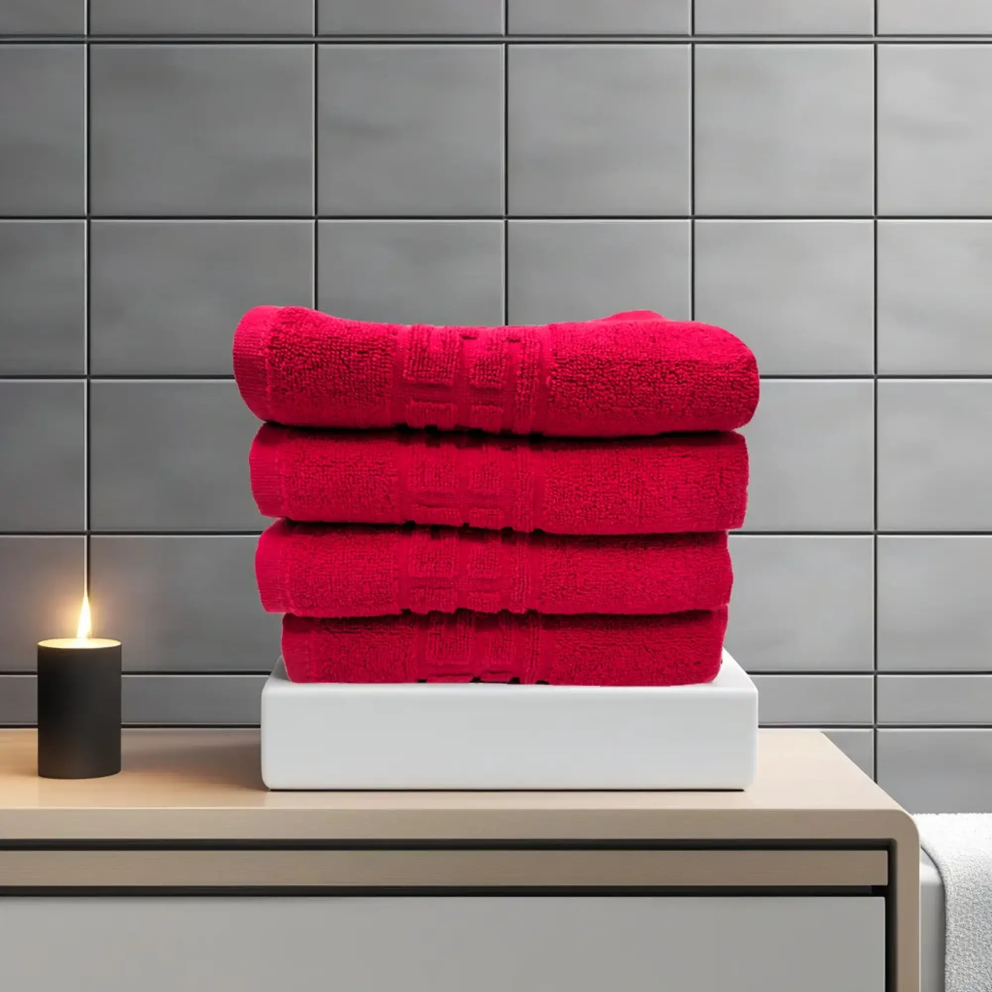 Prosop de Lux 50×90cm 100% Bumbac-Rosu